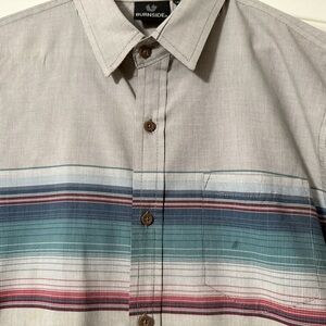 Burnside Men's Grey/Multicolor Striped Button Down Short Sleeve Shirt Sz L